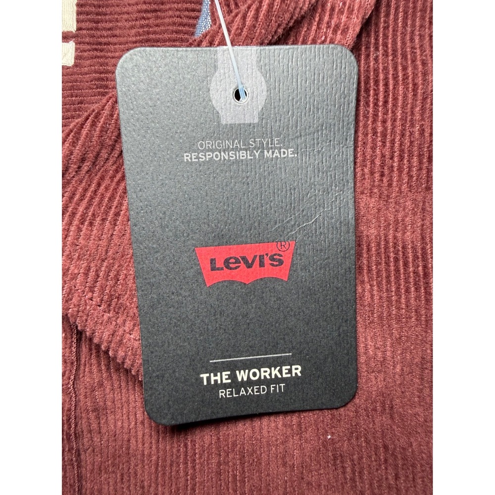 Levi's The Worker Relaxed Fit Corduroy Shirt Mens XL Burgundy NWT - Picture 5 of 9
